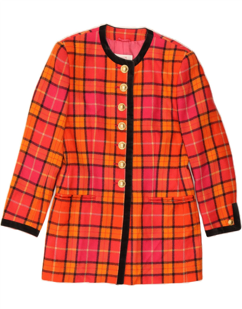 MONDI Womens 7 button Blazer Jacket EU 36 Small Orange Check Classic Vintage Mondi and Second-Hand Mondi from Messina Hembry 