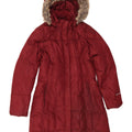 Eddie Bauer Dame Hætte Polstret Frakke UK 14 Medium Burgundy Polyester