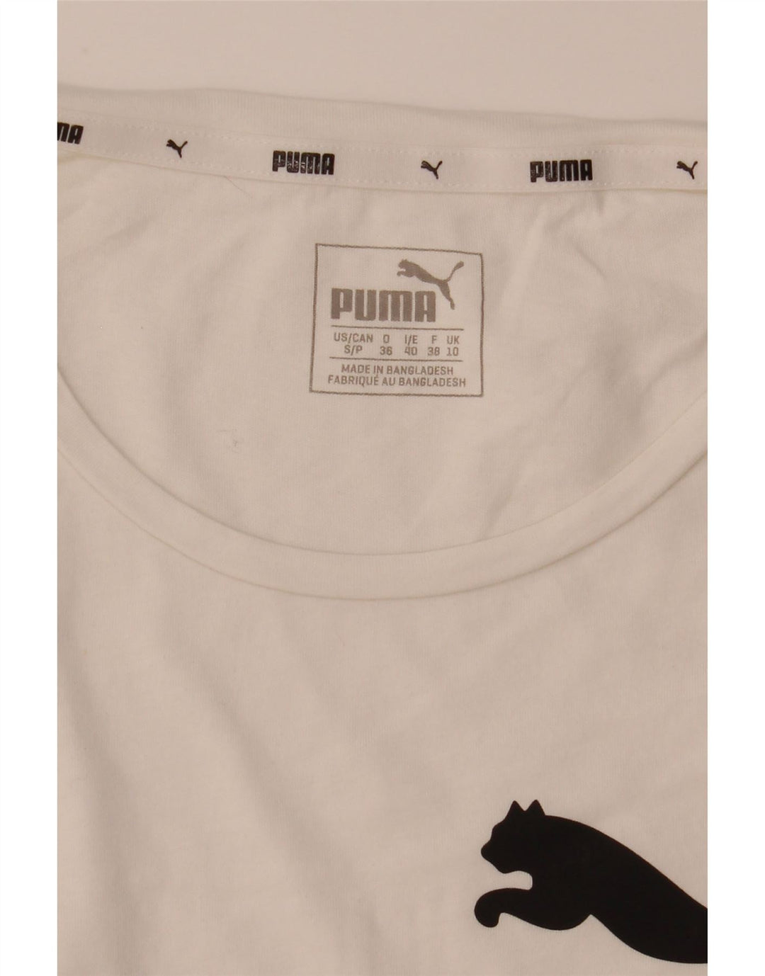 Puma Graphic T-Shirt Top UK 10 Small White
