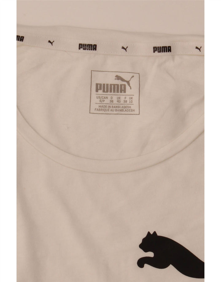 Puma Graphic T-Shirt Top UK 10 Small White