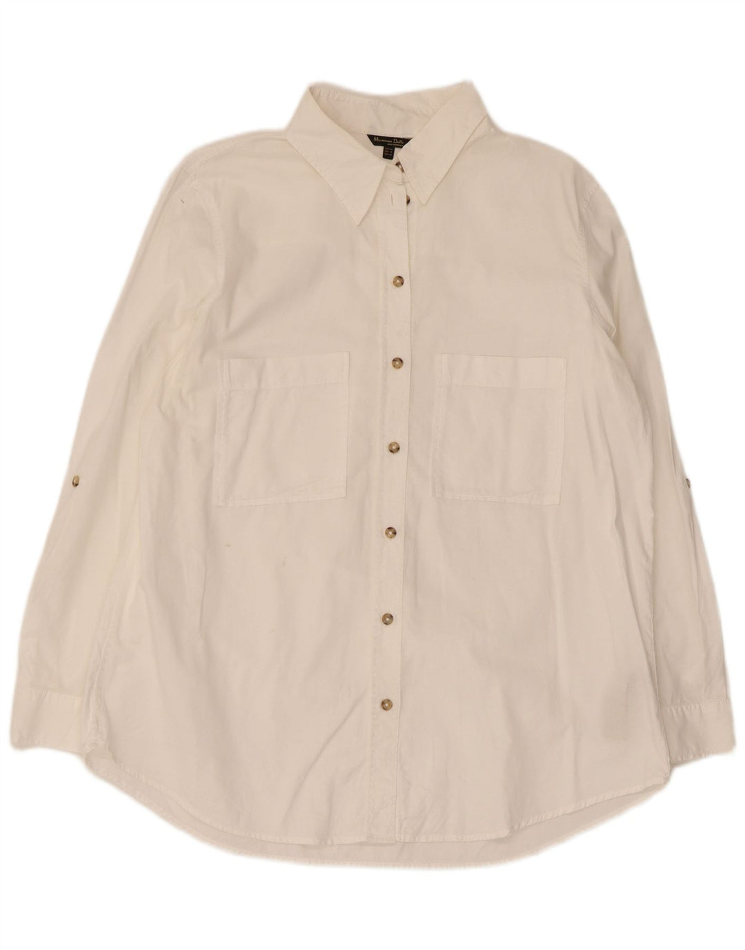 Massimo Dutti Langærmet Dameskjorte EU 44 XL Hvid Bomuld