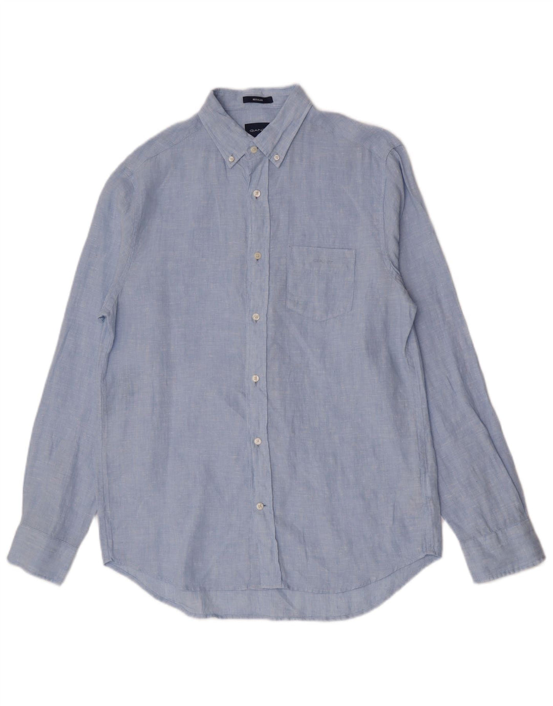Gant Herre Regular Fit Skjorte Størrelse 39/40 15 1/2 Medium Blue Linen