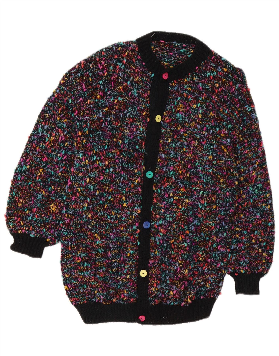 Vintage Dame Cardigan Sweater UK 14 Medium Flerfarvet Flecked