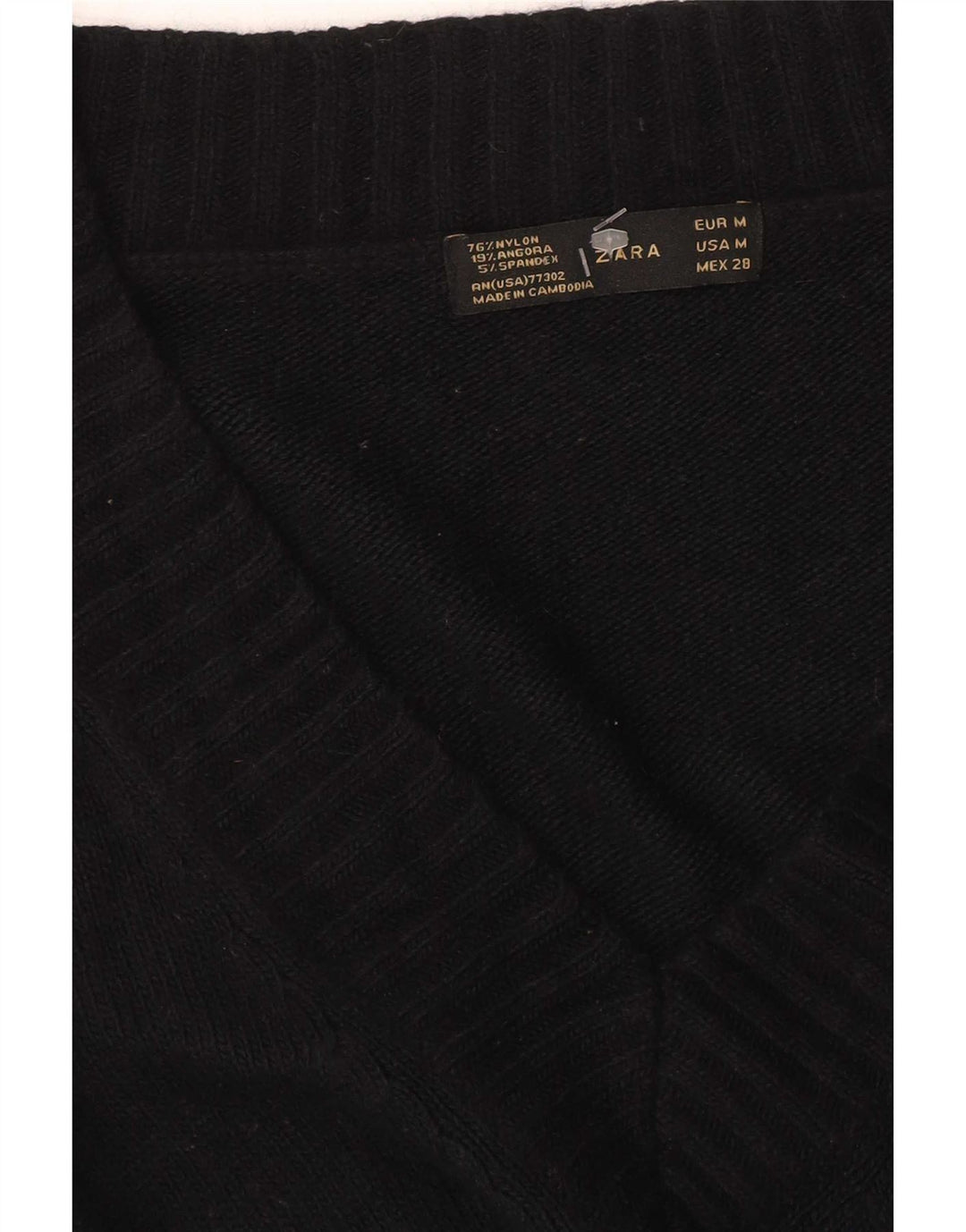 Zara Dame V-hals sweater UK 12 Medium Sort Nylon