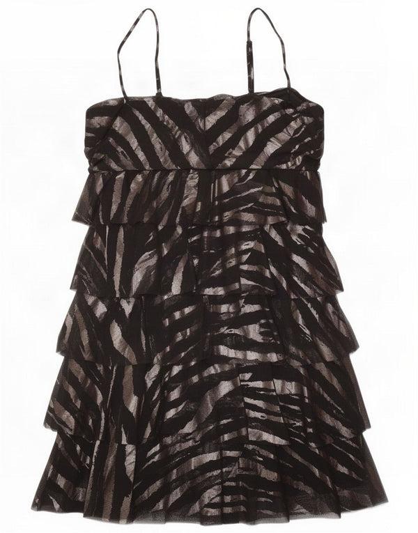 Star by Julien Macdonald Womens Tiered Dress UK 16 Large Black Animal Print