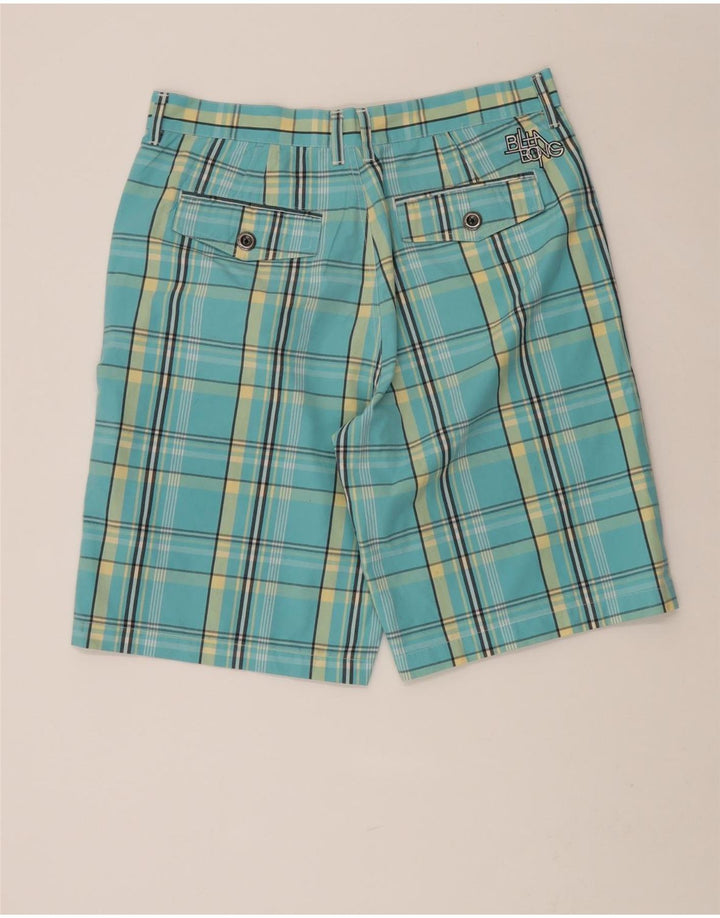 BILLABONG Mens Chino Shorts W33 Medium Turquoise Check Cotton