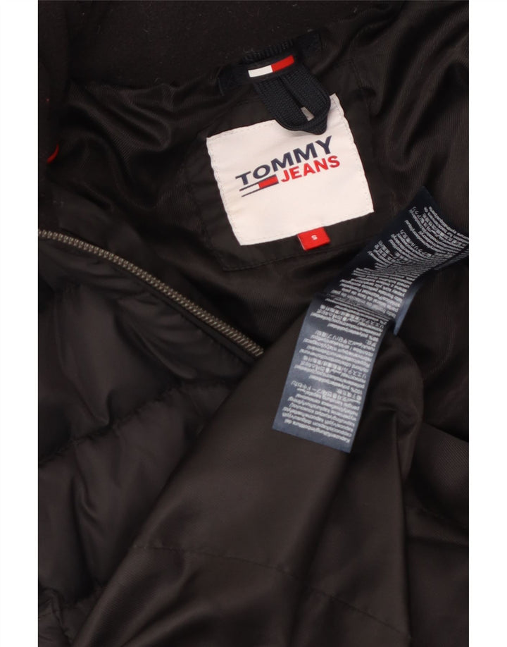 Tommy Hilfiger Dame Hætte Polstret Frakke UK 10 Small Black Polyester