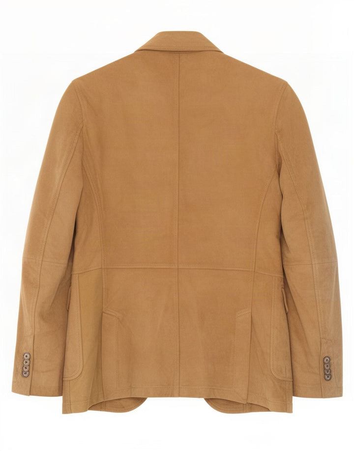 Massimo Dutti Herre 2-knaps ruskindsblazerjakke UK 38 Medium Beige Læder