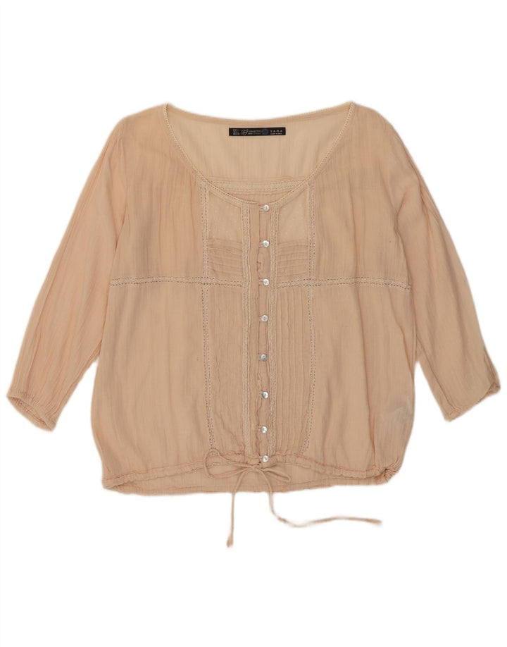Zara skjortebluse til kvinder UK 16 Large Pink Bomuld