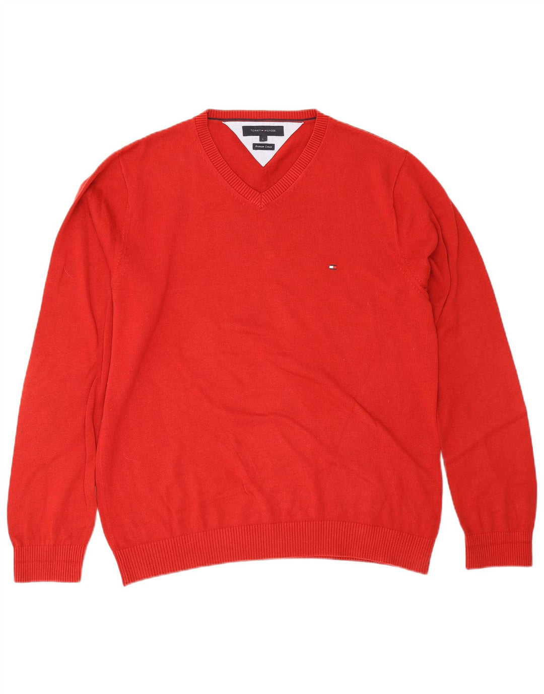 Tommy Hilfiger Herre V-hals sweater Stor rød bomuld