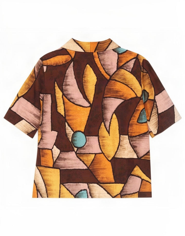 Vintage dameskjorte bluse UK 14 Medium Flerfarvet Geometrisk