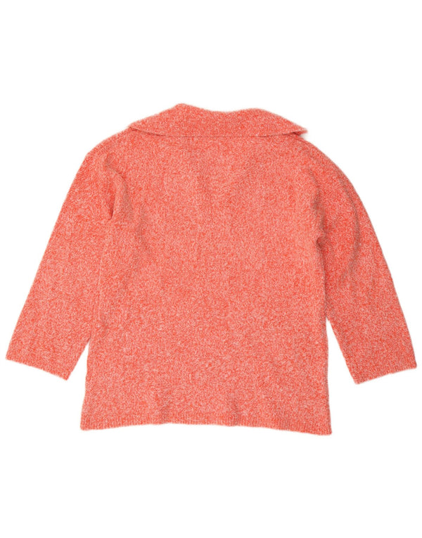 Zara Dame Oversized Polo Neck Jumper Sweater UK 10 Small Orange Flecked