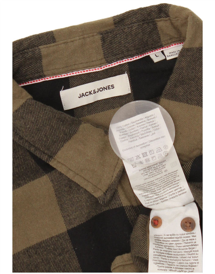 Jack & Jones Herre Flanelskjorte Stor Khaki Gingham Bomuld