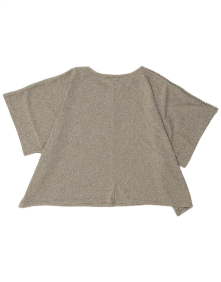 Zara Womens Crop Oversized bluse Top UK 14 Medium Beige Flecked
