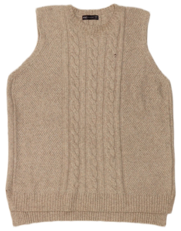 Marks & Spencer Womens Vest Tank Top UK 16 Large Beige Polyester