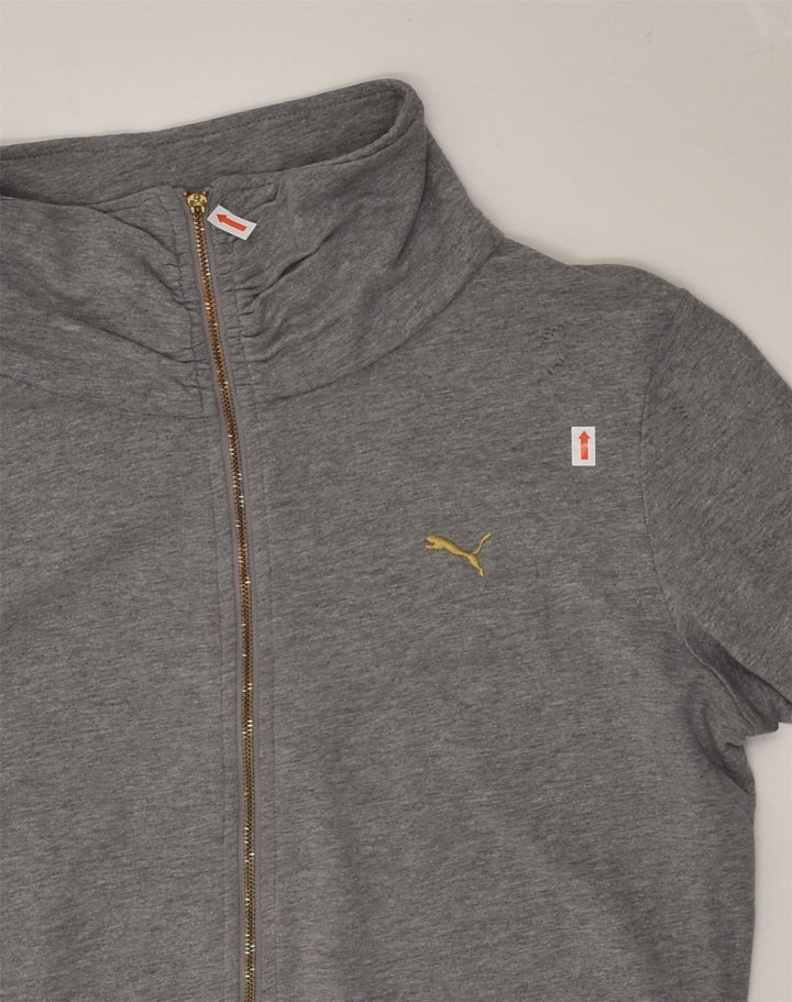 PUMA Womens Tracksuit Top Jacket UK 14 Medium Grey Cotton | Vintage Puma | Thrift | Second-Hand Puma | Used Clothing | Messina Hembry 