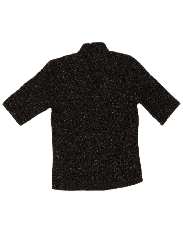 Zara Damebluse Top UK 10 Small Black Flecked Polyester