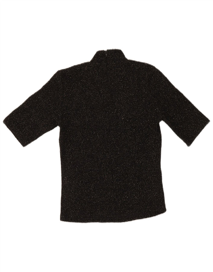 Zara Damebluse Top UK 10 Small Black Flecked Polyester