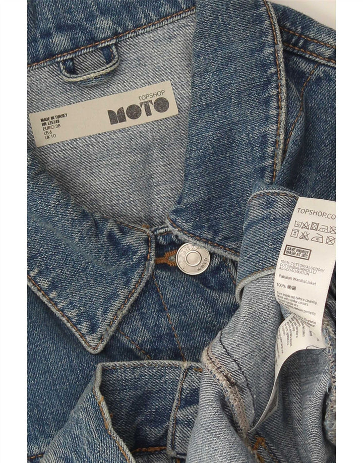 Topshop Dame denimjakke UK 10 Small Blue Cotton