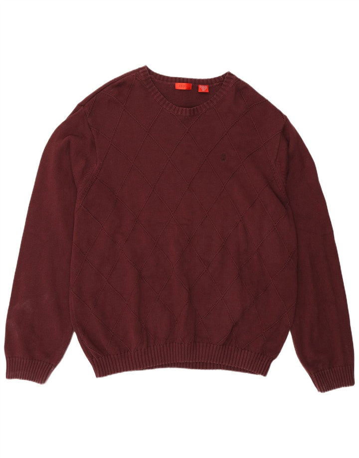IZOD Herre sweater med rund hals 2XL Bourgogne bomuld