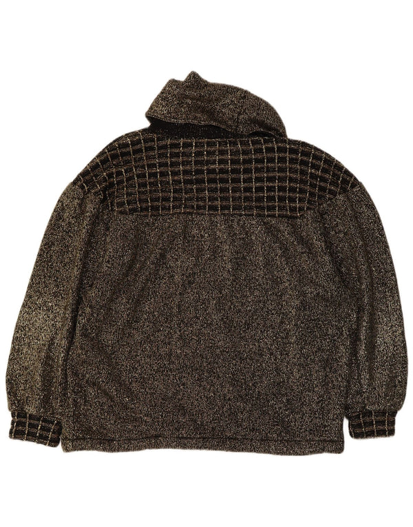 VINTAGE Womens Roll Neck Jumper Sweater UK 14 Medium Gold Flecked
