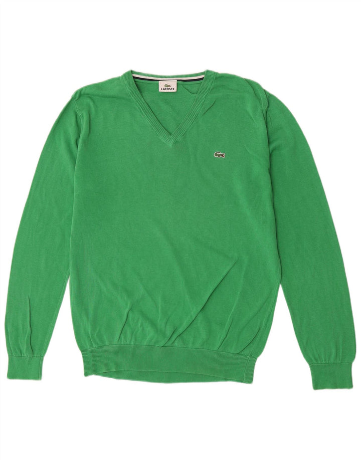 Lacoste Herre V-hals sweater str. 4 Medium Grøn