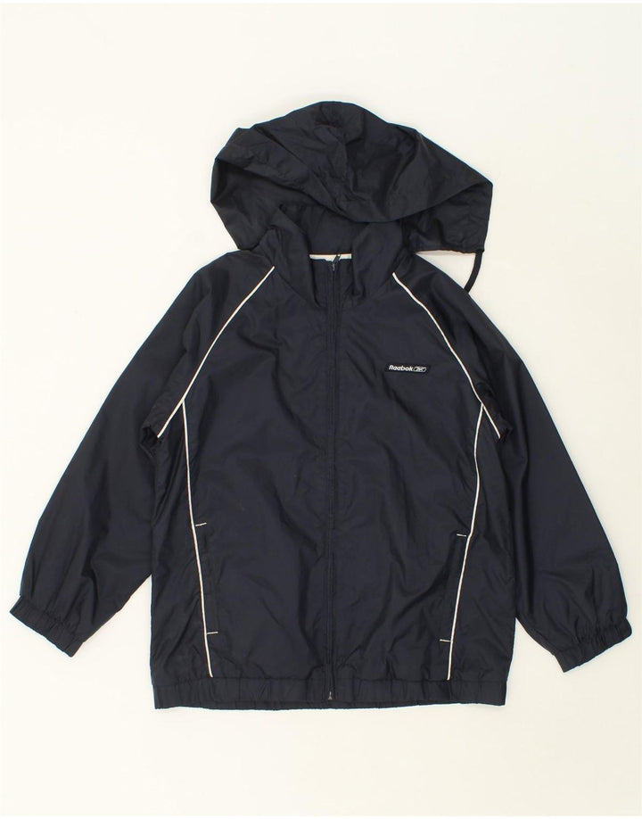 REEBOK Boys Hooded Rain Jacket 13-14 Years Medium Navy Blue Nylon Vintage Reebok and Second-Hand Reebok from Messina Hembry 