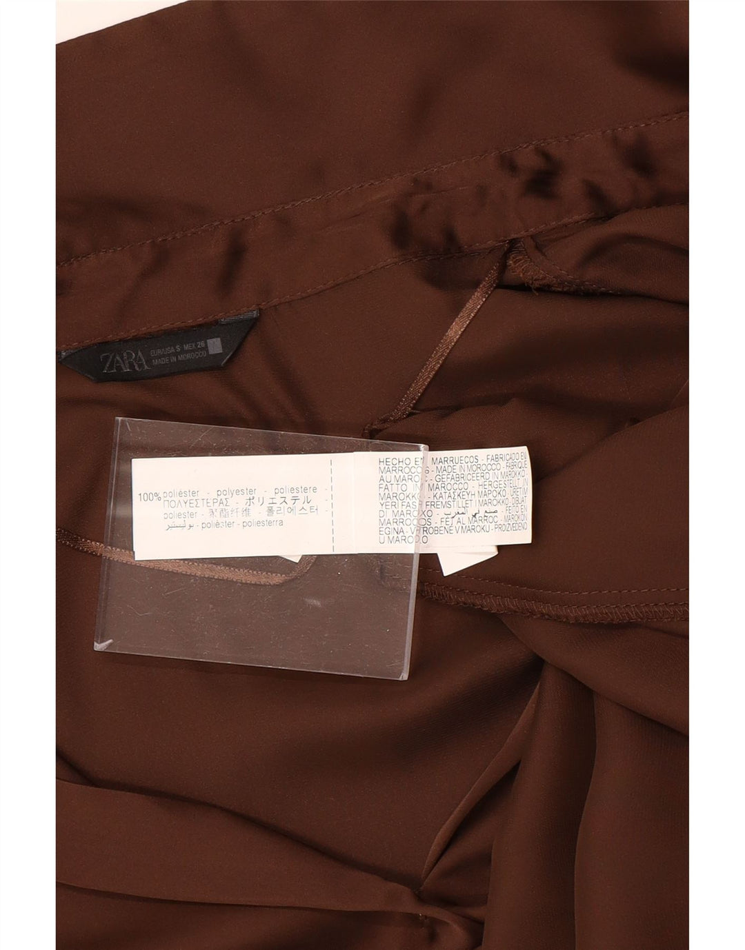 ZARA Oversized skjortebluse til kvinder UK 10 Lille brun polyester