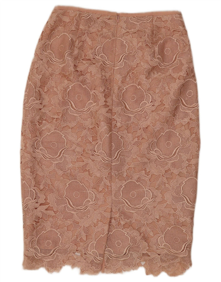 Ted Baker Dame Midi Pencil Skirt Størrelse 2 Small W26 Pink Floral Polyester