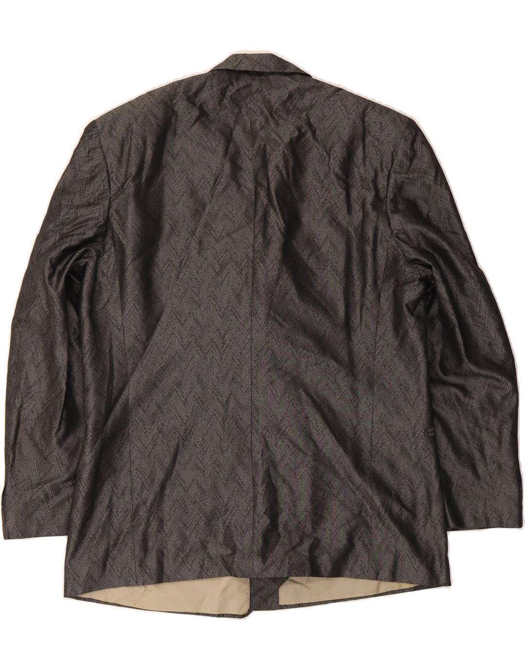DAMIANI Womens Double Breasted Blazer Jacket IT 56 3XL Grey Chevron Silk Vintage Damiani and Second-Hand Damiani from Messina Hembry 