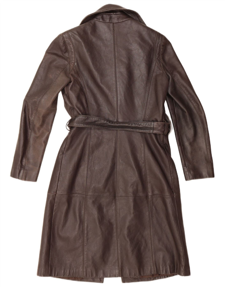 Zara læderfrakke til kvinder UK 10 Lille brunt læder