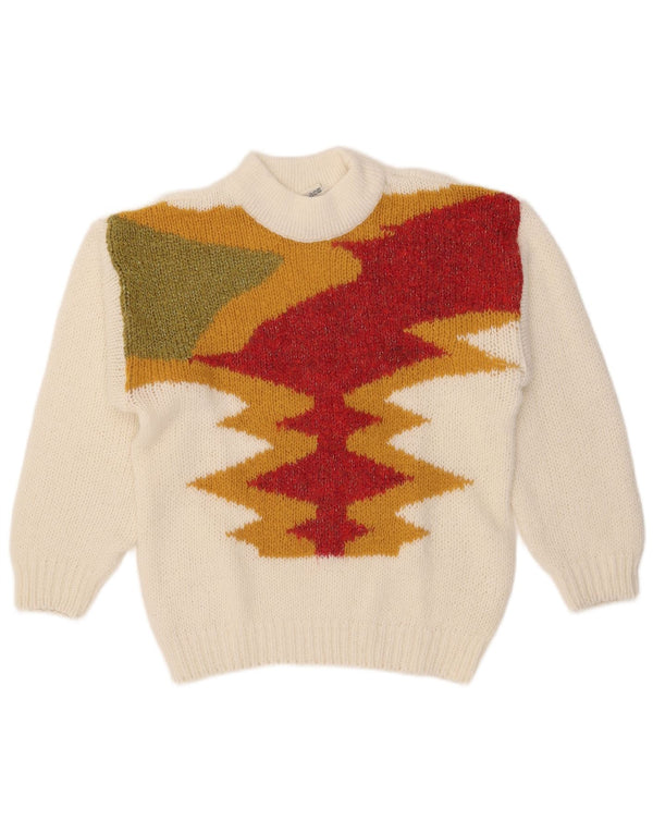 C&A Dame Turtle Neck sweater EU 40 Medium White Colourblock