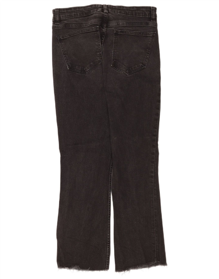 Zara Dame Crop Bootcut Jeans EU 42 Large W32 L24 Sort