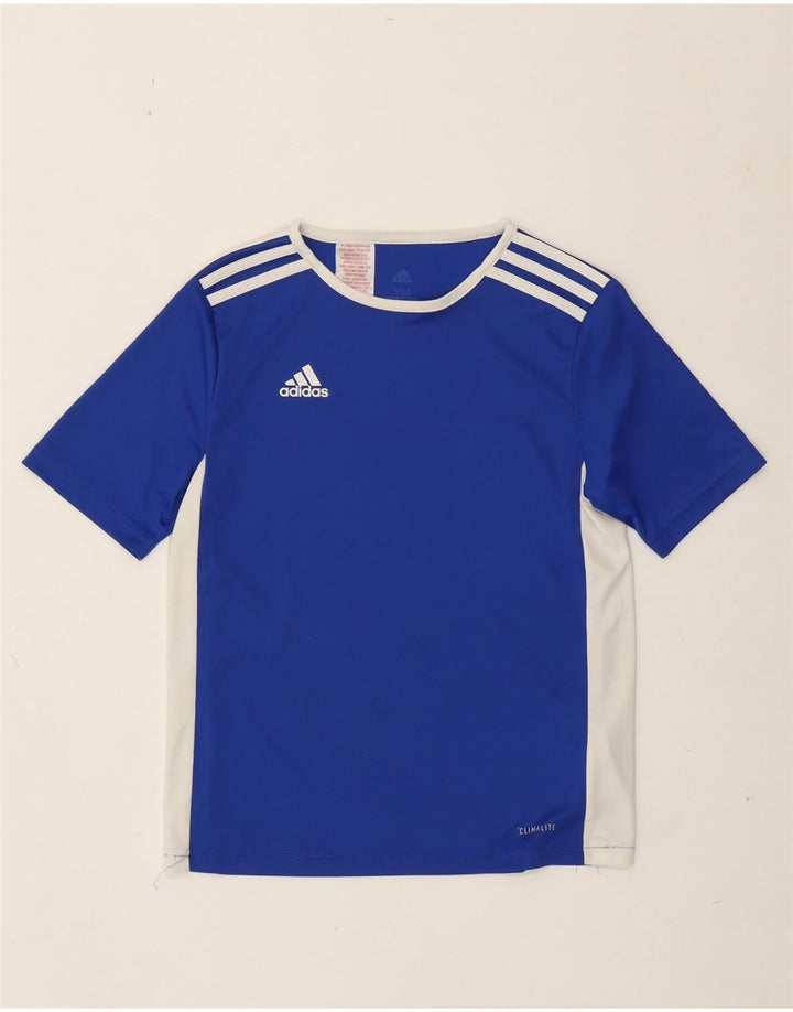 Adidas Boys Climalite T-Shirt Top 11-12 år Medium Blue Colourblock