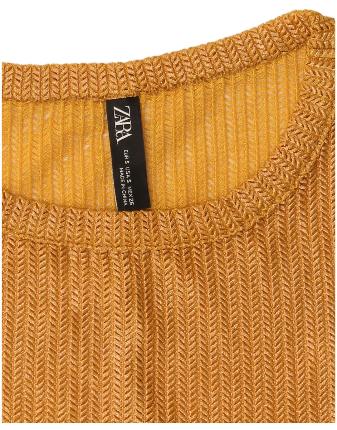 Zara Dame Se Through Crop Top Langærmet UK 10 Small Gold