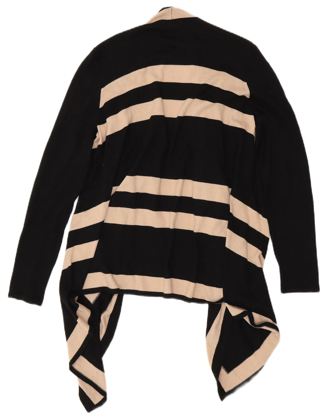 M&Co Dame Asymmetrisk Åben Cardigan Sweater UK 12 Medium Sort Stribet
