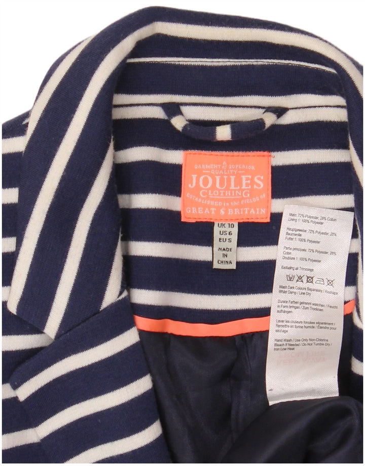 Joules Dame 1 Knap Blazer Jacket UK 10 Small Navy Blue Stribet