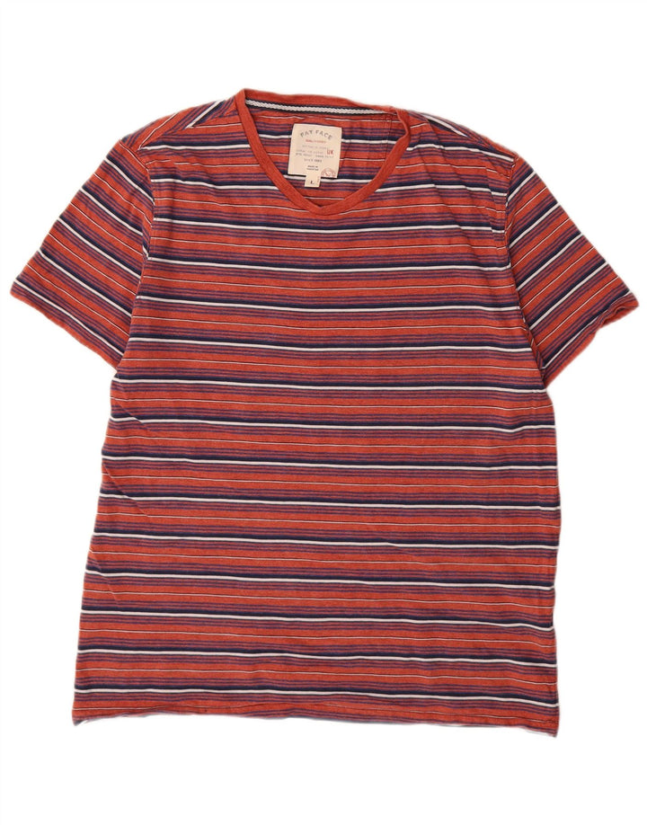 Fat Face Herre T-Shirt Top Stor rødstribet bomuld
