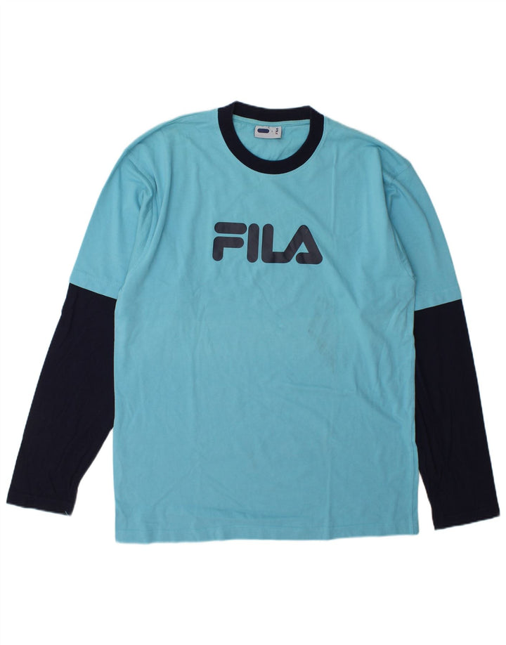 Fila Herre Grafisk Top Langærmet Stor Blå Colourblock