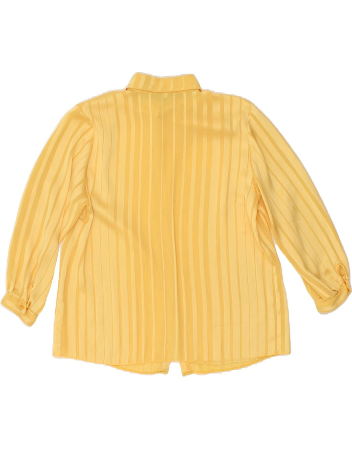 VINTAGE Womens 3/4 Sleeve Shirt EU 44 XL Yellow Striped Polyester Vintage Vintage and Second-Hand Vintage from Messina Hembry 