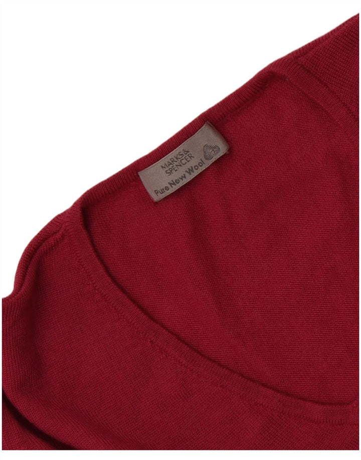 Marks & Spencer Dame V-hals sweater UK 14 Medium Pink New Wool