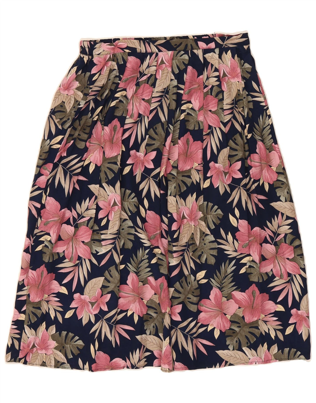 BERKERTEX  Womens Flared Skirt UK 14 Medium W28 Navy Blue Floral Viscose Vintage Berkertex and Second-Hand Berkertex from Messina Hembry 
