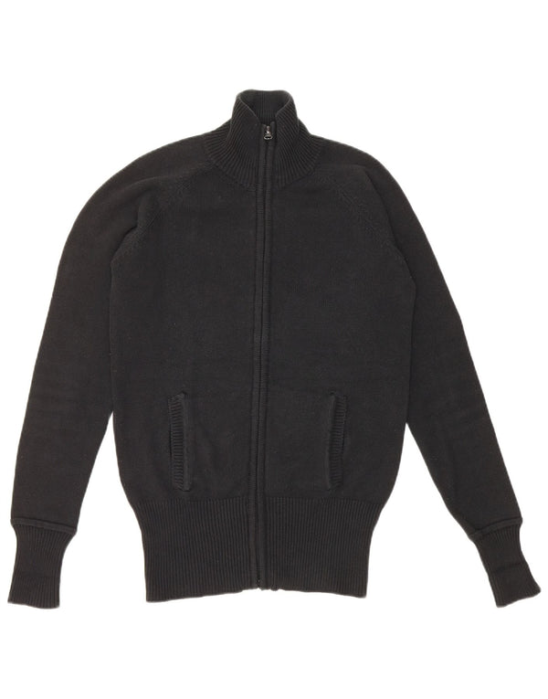 Zara Dame Cardigan Sweater UK 12 Medium Sort Bomuld