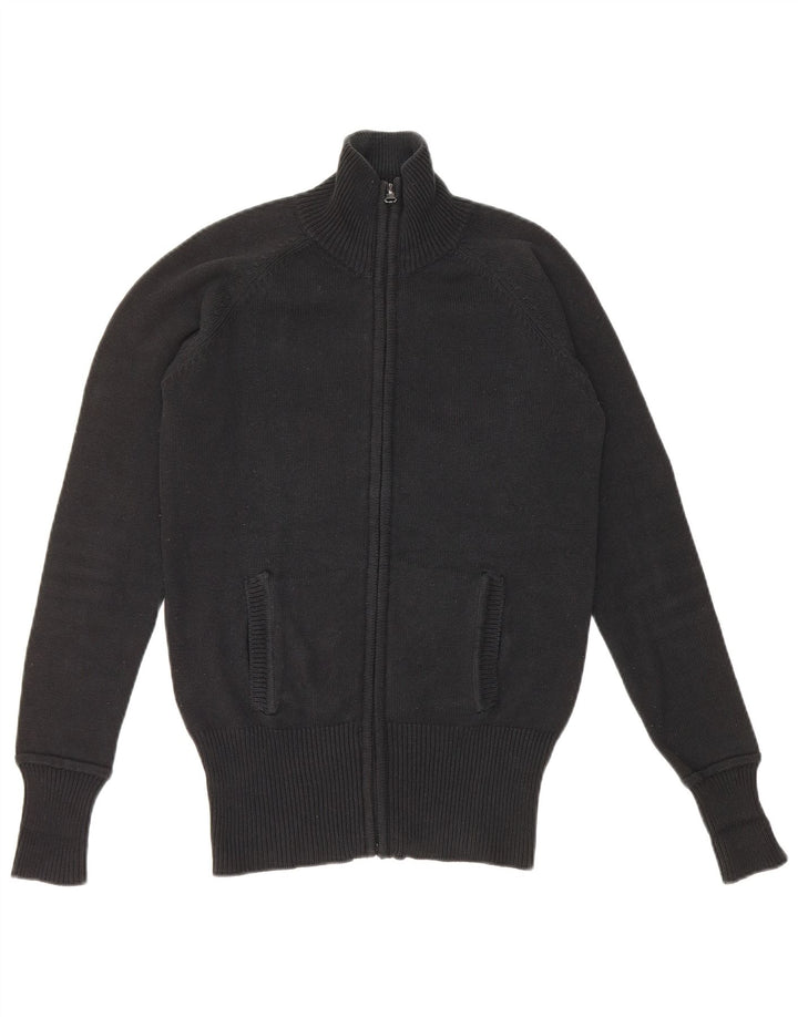 Zara Dame Cardigan Sweater UK 12 Medium Sort Bomuld