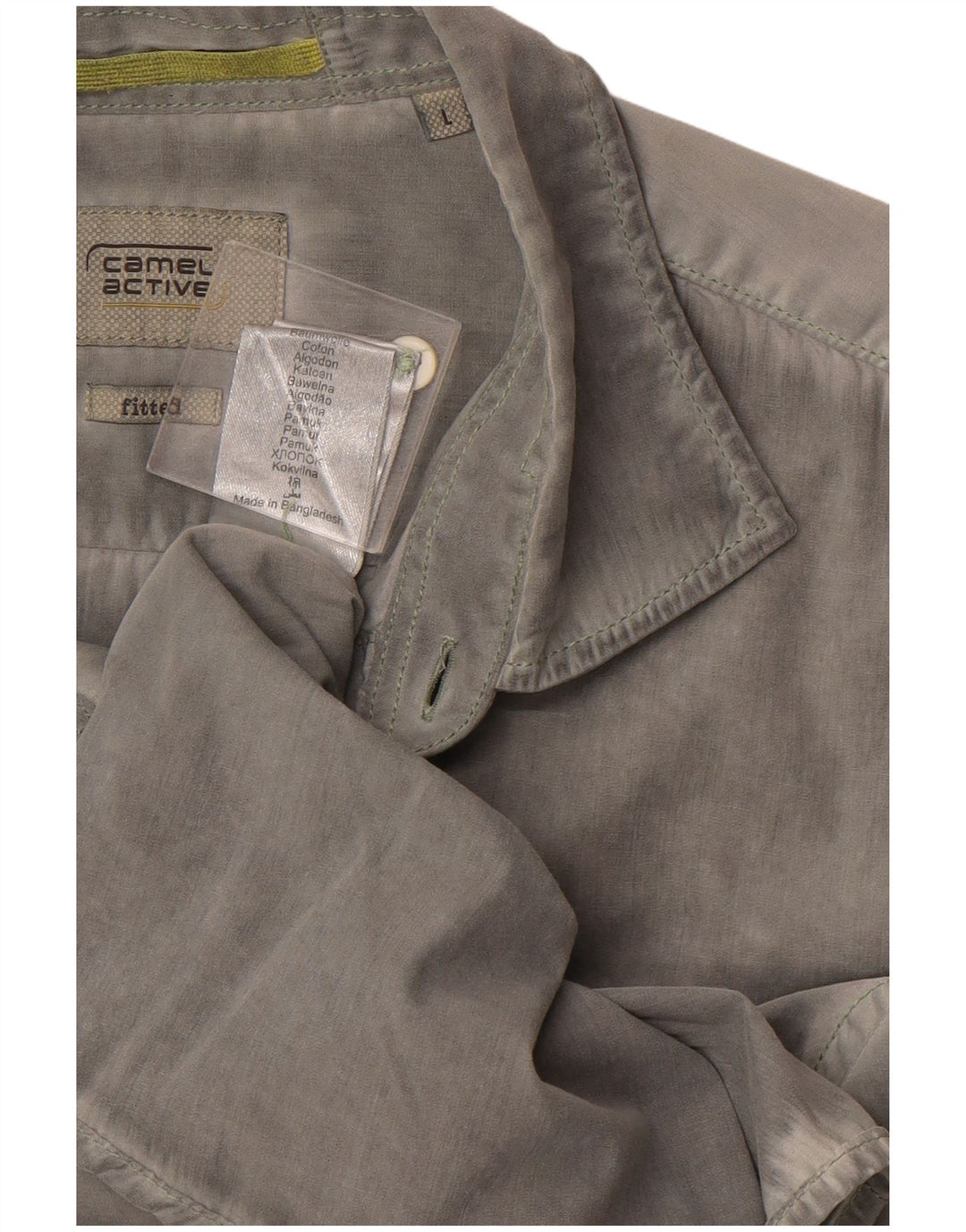 CAMEL ACTIVE Mens Fitted Short Sleeve Shirt Large Grey Cotton