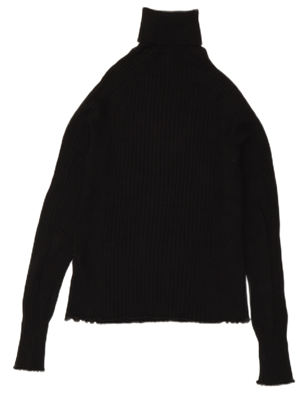 Zara Dame Rullehals Sweater UK 8 Small Black Viscose