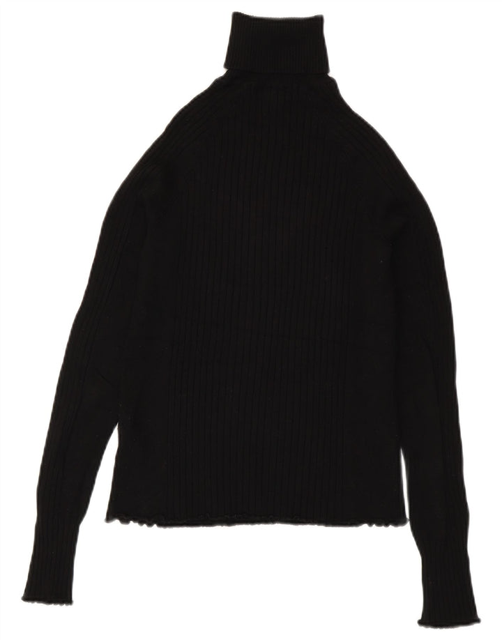 Zara Dame Rullehals Sweater UK 8 Small Black Viscose