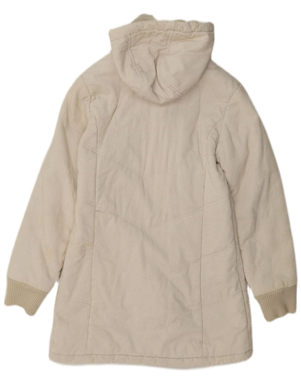 Pimkie Dame Hooded Corduroy Polstret Frakke UK 14 Medium Beige Bomuld