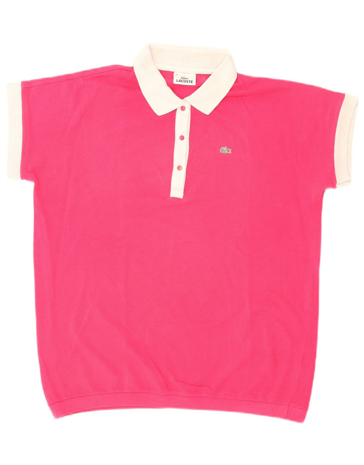 LACOSTE Womens Polo Shirt Size 42 Large Pink Colourblock Cotton Vintage Lacoste and Second-Hand Lacoste from Messina Hembry 