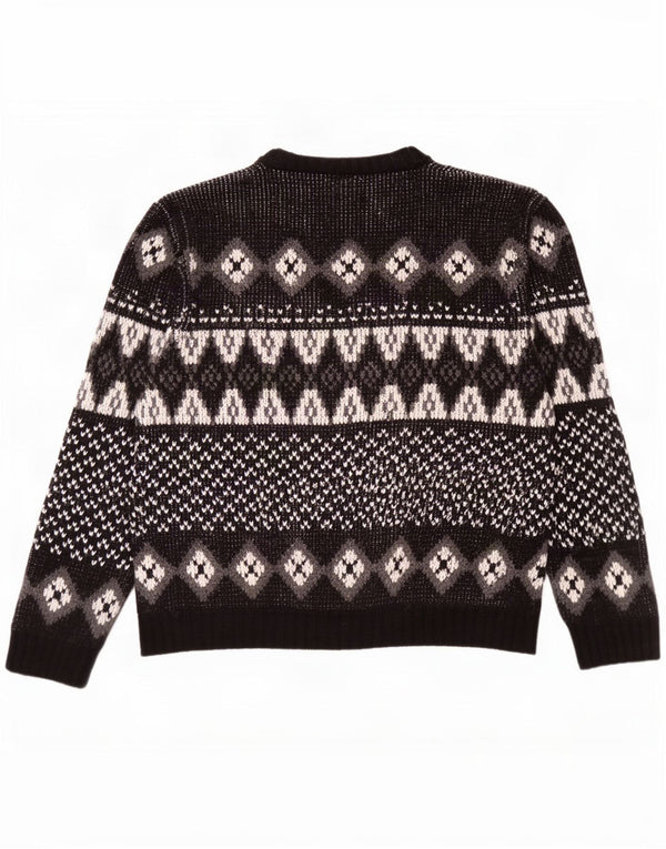 Vintage herre sweater med rund hals IT 52/54 Large Black Fair Isle